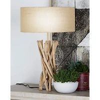 24" Natural Beige Wood Rustic Table Lamp