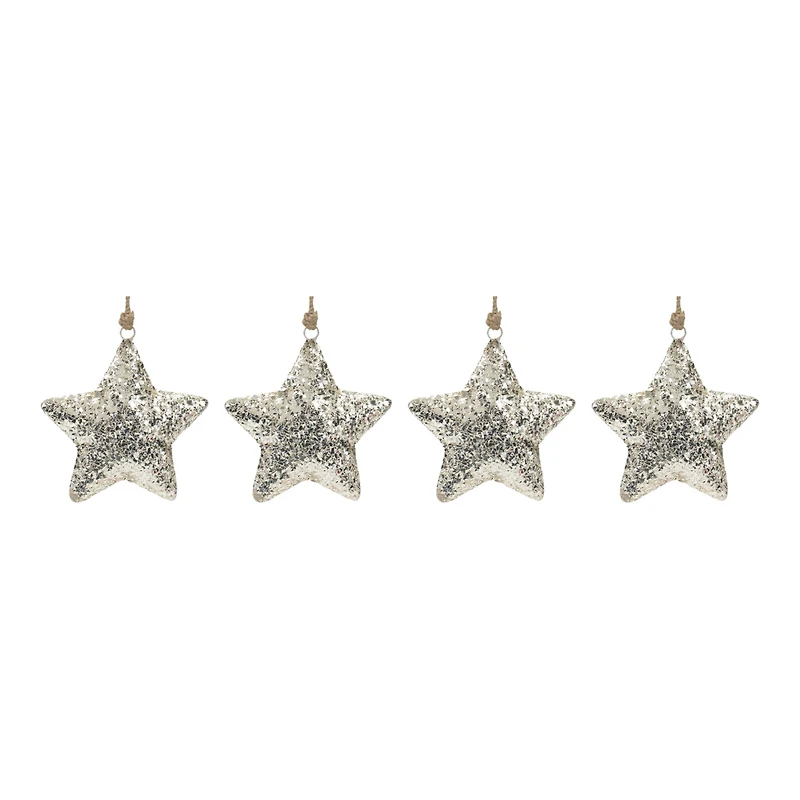 6.5" Mosaic Metal Star Ornament Set