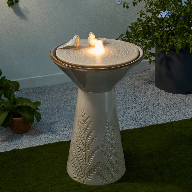 Glitzhome® 27.5" LED Bird Pedestal Ceramic Fountain