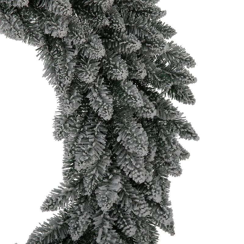 Glitzhome® 36" Pre-Lit Snow Flocked Christmas Wreath, Warm White Lights