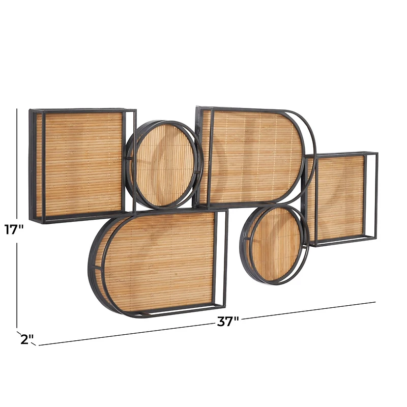 Brown Bamboo Modern Wall Shelf, 37" x 2" x 17"