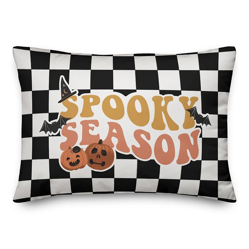 Spooky Season Check Pattern 14" x 20" Spun Poly Pillow