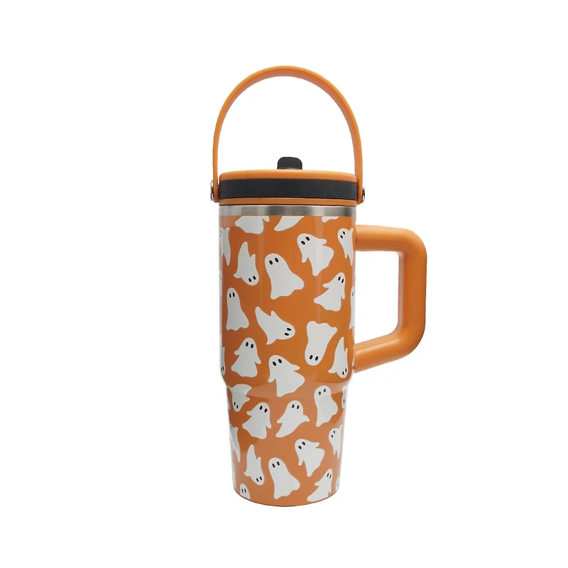 20oz. Orange & White Ghost Stainless Steel Insulated Tumbler by Ashland®