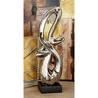 18" Silver Ceramic Modern Abstract Sculpture