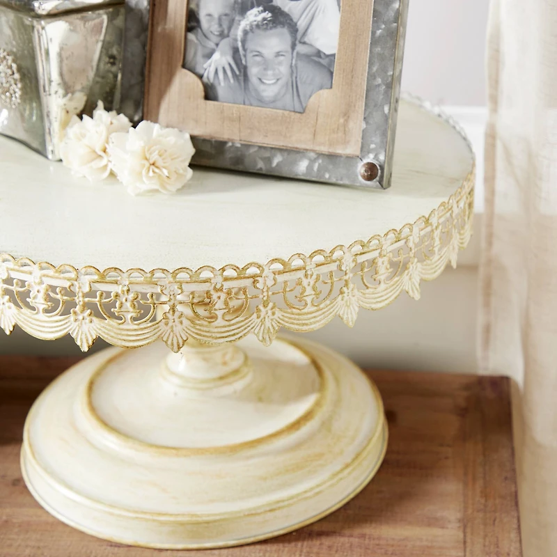 16" White Iron Farmhouse Cake Stand