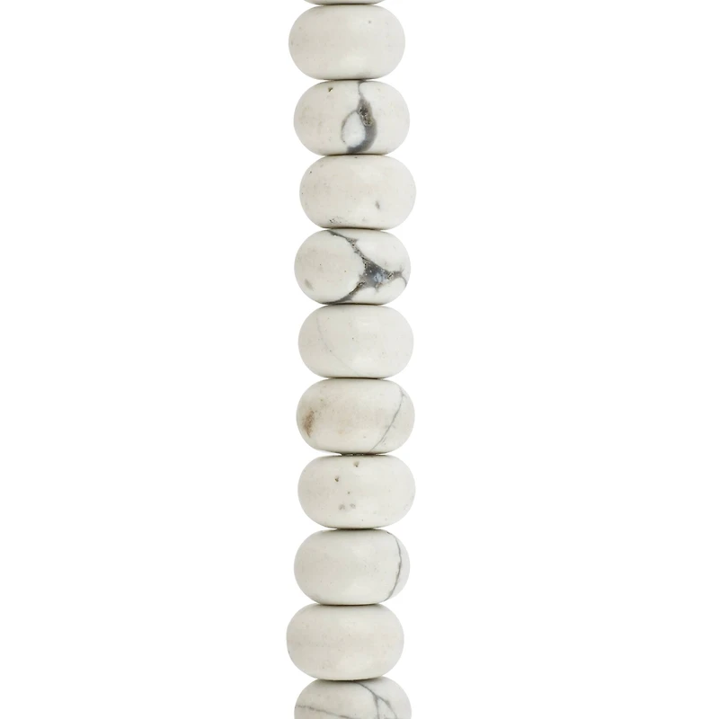 White Howlite Rondelle Beads, 8mm by Bead Landing™