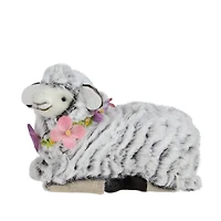 7" White & Brown Plush Kneeling Sheep Easter Figure