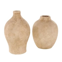 Brown Ceramic Antique Style Textured Vase Set