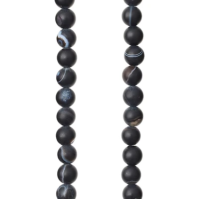 12 Pack: Black Matte Striped Agate Round Beads, 6mm by Bead Landing™