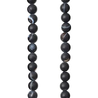 12 Pack: Black Matte Striped Agate Round Beads, 6mm by Bead Landing™