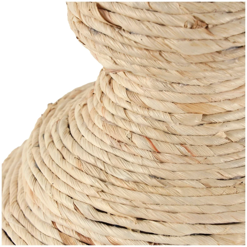 14" Beige Seagrass Handmade Wrapped Vase