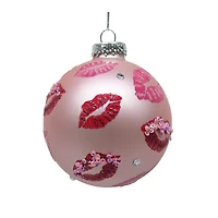 4" Pink Merry Kissmas Glass Ball Ornament by Ashland®