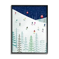 Stupell Industries Skiing Night Sky Winter Slopes Framed Giclee Art