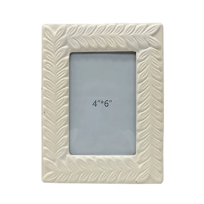 4" x 6" White Leaves Tabletop Frame, Treasured Finds by Ashland®