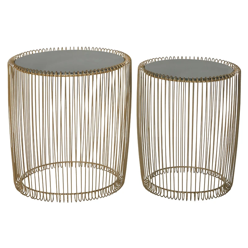 Gold Metal Contemporary Accent Table Set