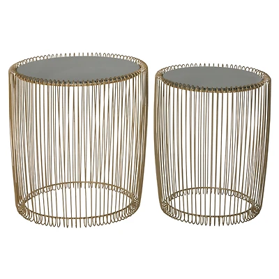 Gold Metal Contemporary Accent Table Set