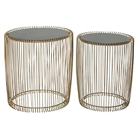 Gold Metal Contemporary Accent Table Set