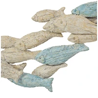 24" Light Blue Ombre Textured Polystone Fish Swimming Sculpture with Stand
