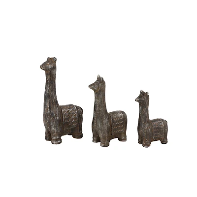 Set of 3 Black Metal Eclectic Llama Sculpture, 8", 7", 5"