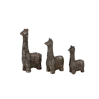 Set of 3 Black Metal Eclectic Llama Sculpture, 8", 7", 5"