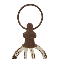 Modern Farmhouse White & Brown Metal Candle Lantern Set, 22" x 16.5"