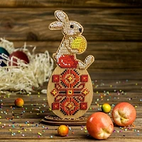 Wonderland Crafts Bunny Sitting on Egg Bead Embroidery on Wood Kit