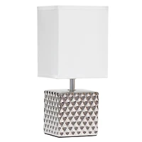 Simple Designs 12" Petite Hammered Chrome Square Table Lamp