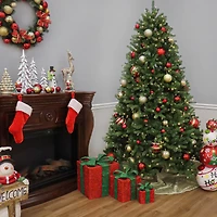 9 ft. Pre-Lit Feel Real® Newberry® Spruce Hinged Artificial Christmas Tree, Dual Color® LED Lights