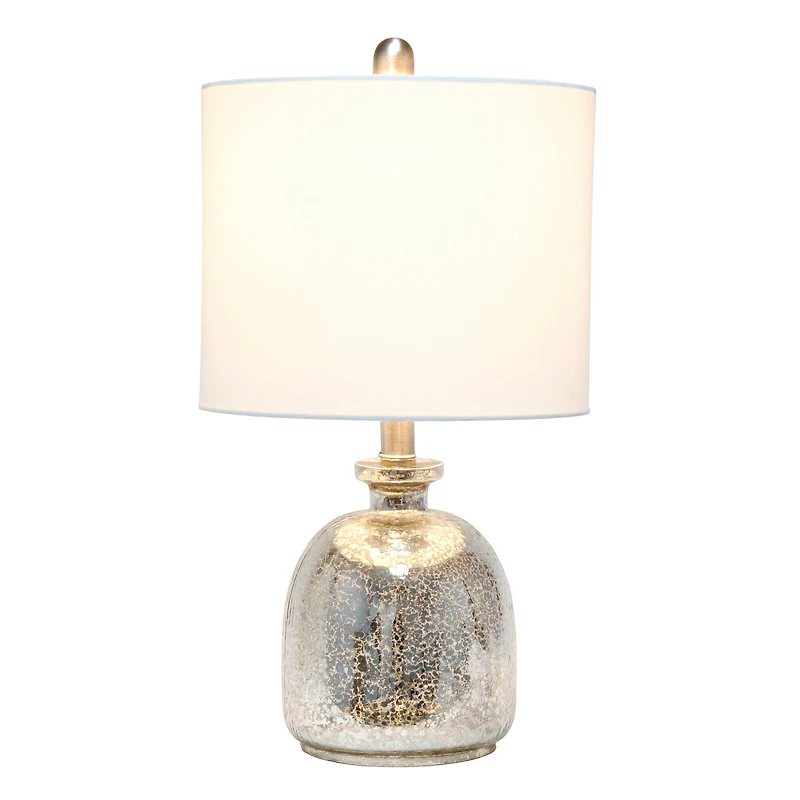 Lalia Home 20" Mercury Hammered Glass Jar Table Lamp with White Shade