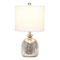 Lalia Home 20" Mercury Hammered Glass Jar Table Lamp with White Shade