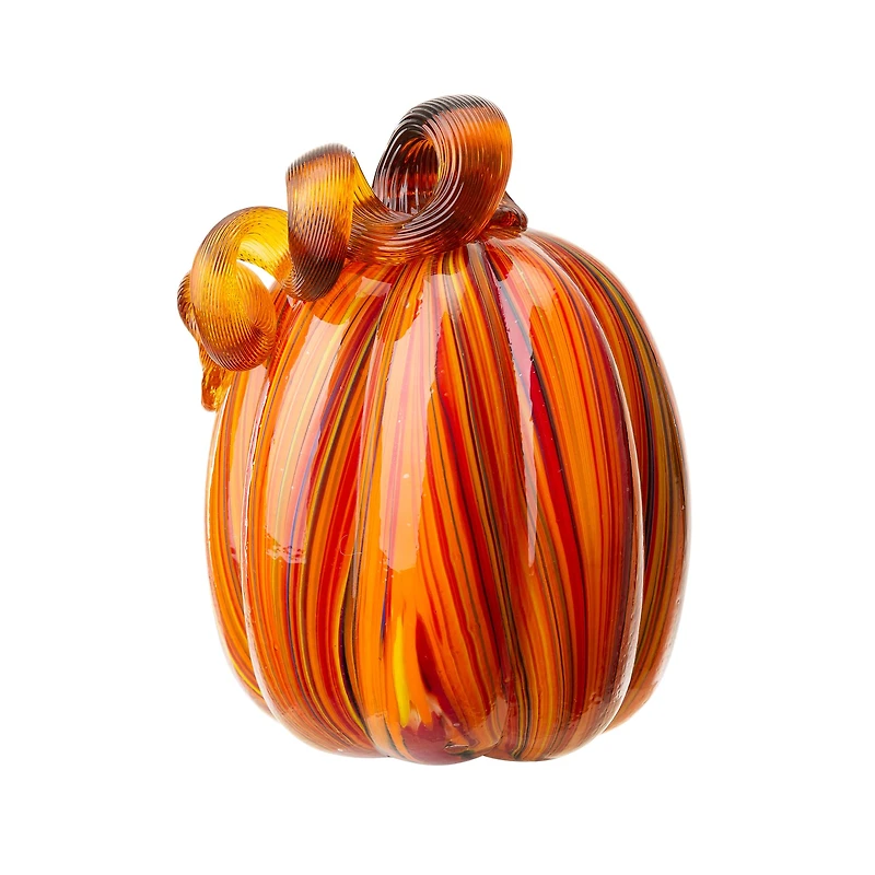 Glitzhome® 5.5" Multi Striped Glass Pumpkin
