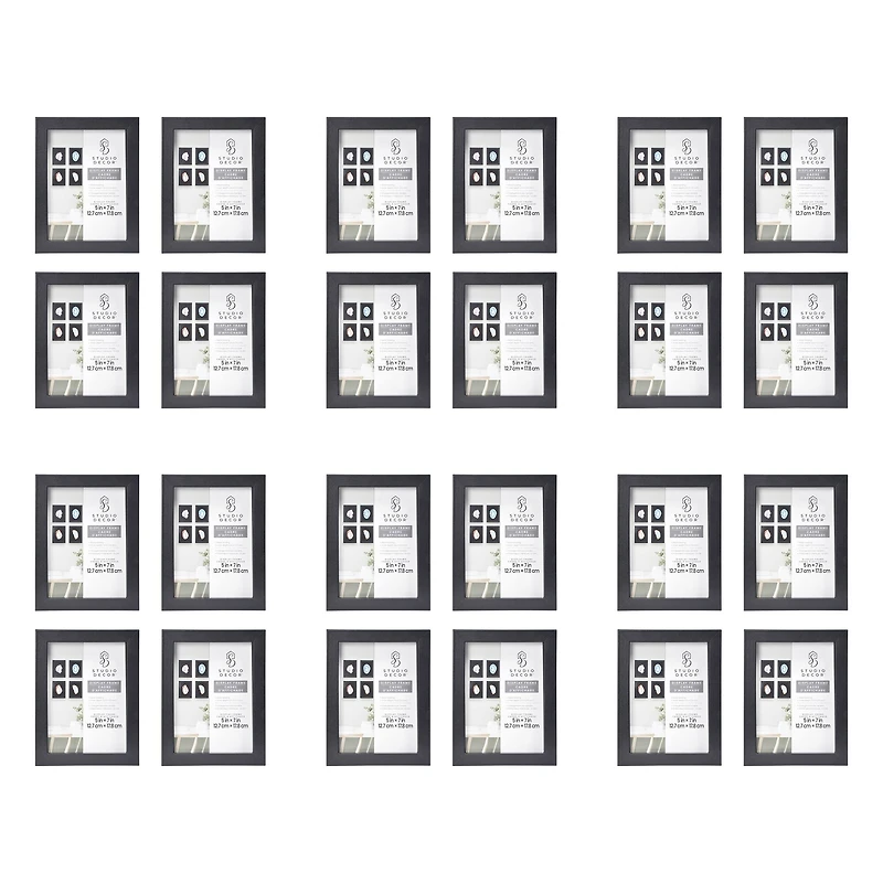 6 Packs: 4 ct. (24 total) 5" x 7" Black Back Loading Shadow Box by Studio Décor®