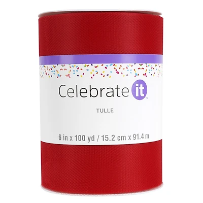 6" x 100yd. Red Tulle Mega Roll by Celebrate It™
