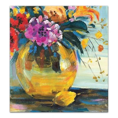 Lemon & Floral Vase Canvas Wall Art