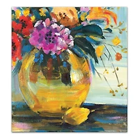 Lemon & Floral Vase Canvas Wall Art