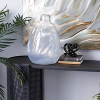 16" White Contemporary Glass Vase