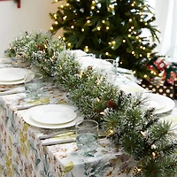 Glitzhome® 6ft. Pre-Lit Frosted Greenery Pinecones Christmas Garlands with Timers, 2ct.