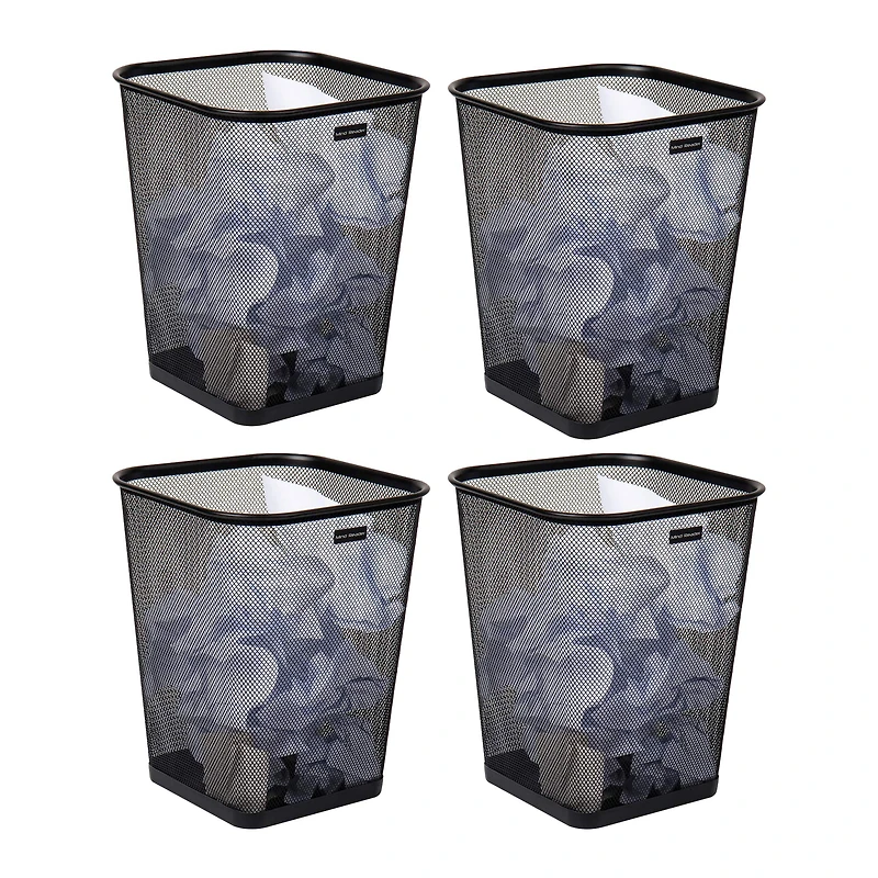 Mind Reader 5gal. Black Metal Mesh Waste Paper Basket, 4ct.