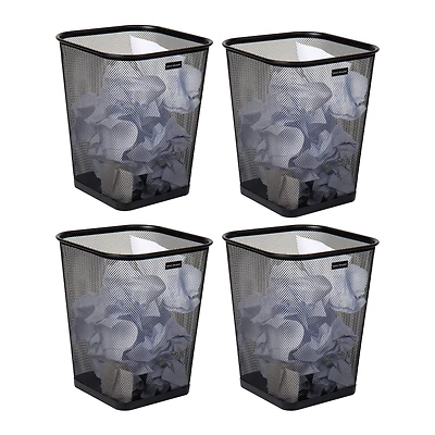 Mind Reader 5gal. Black Metal Mesh Waste Paper Basket, 4ct.
