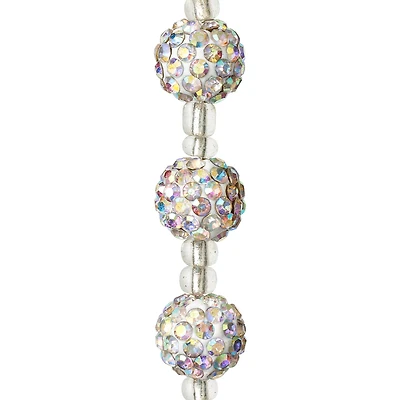 Crystal Aurora Borealis Studded Round Clay Beads, 10mm by Bead Landing™