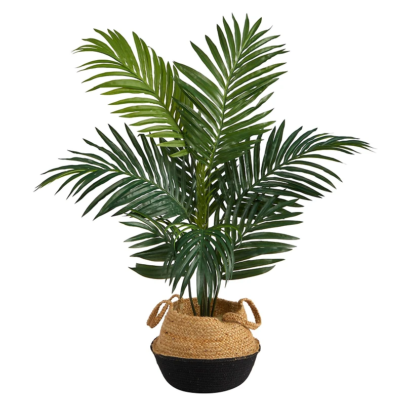 4ft. Kentia Palm Artificial Tree in Boho Chic Handmade Cotton & Jute Woven Planter