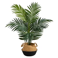 4ft. Kentia Palm Artificial Tree in Boho Chic Handmade Cotton & Jute Woven Planter