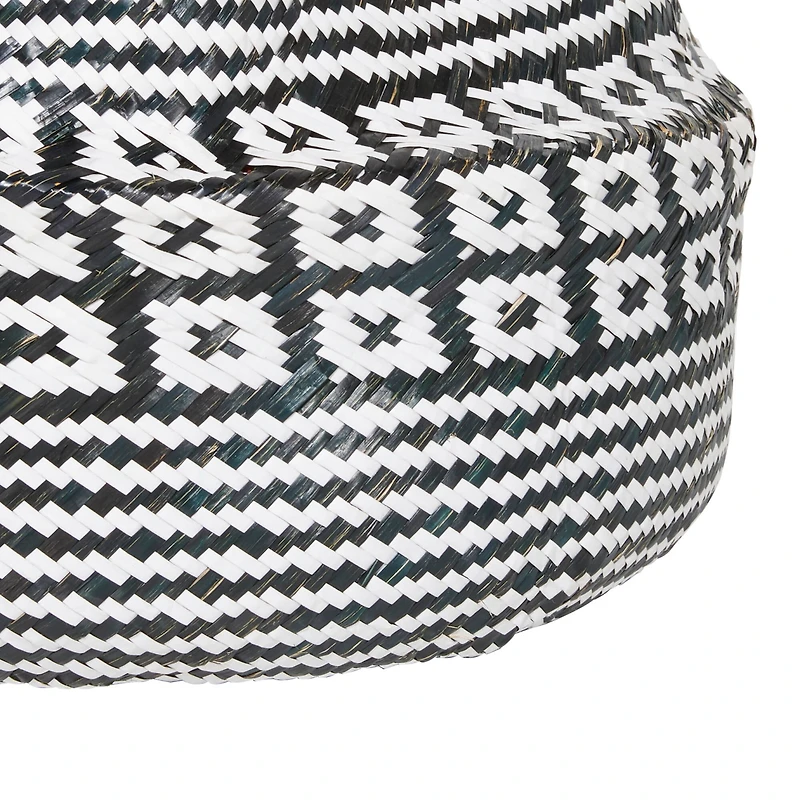 Black & White Boho Round Storage Basket Set