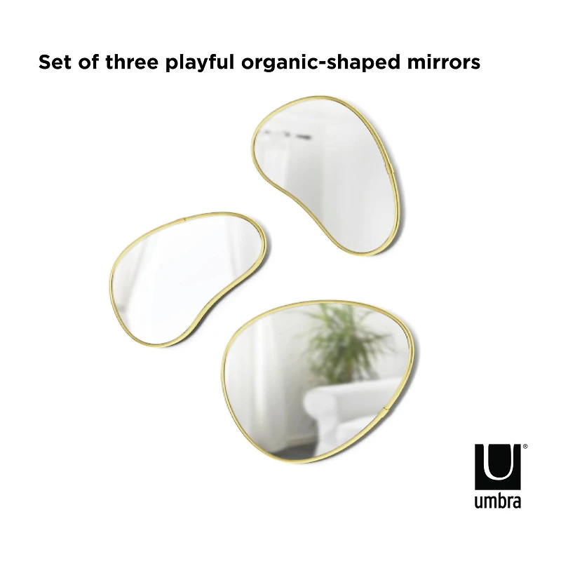 Umbra Brass Hubba Pebble Mirror Set 