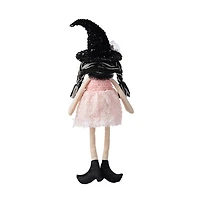 Glitzhome® 29"H Halloween Pink Fabric Dressed Witch Sitter