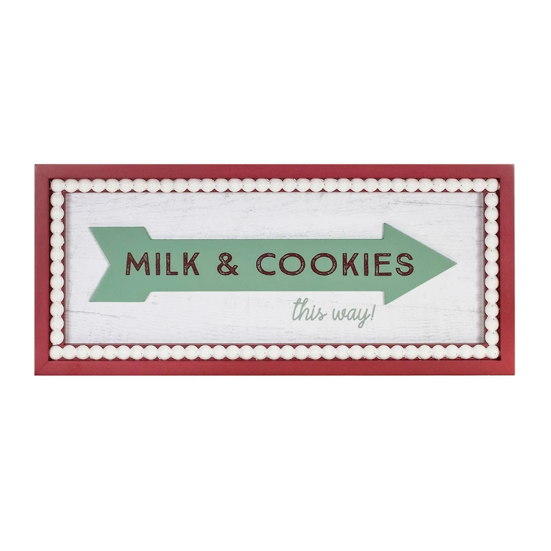 19.5" Framed Milk & Cookies Wall Sign