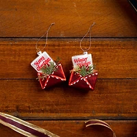 12ct. 5" Glittered Glass Santa Letter Ornament Set