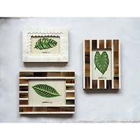 Hello Honey® White Scalloped Bone & Wood 4" x 6" Photo Frame