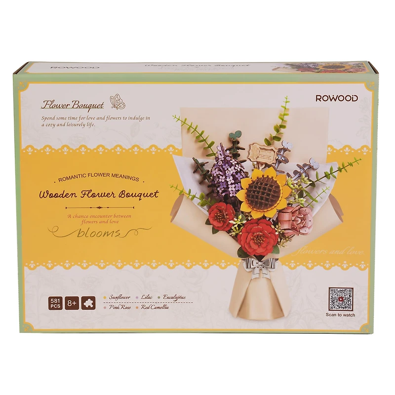 Rowood Wooden Flower Bouquet 3D Wooden Puzzle