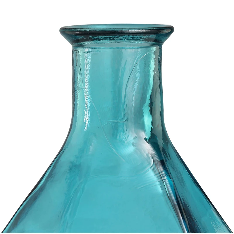 24" Teal Recycled Glass Tall Spanish Bottleneck Vase